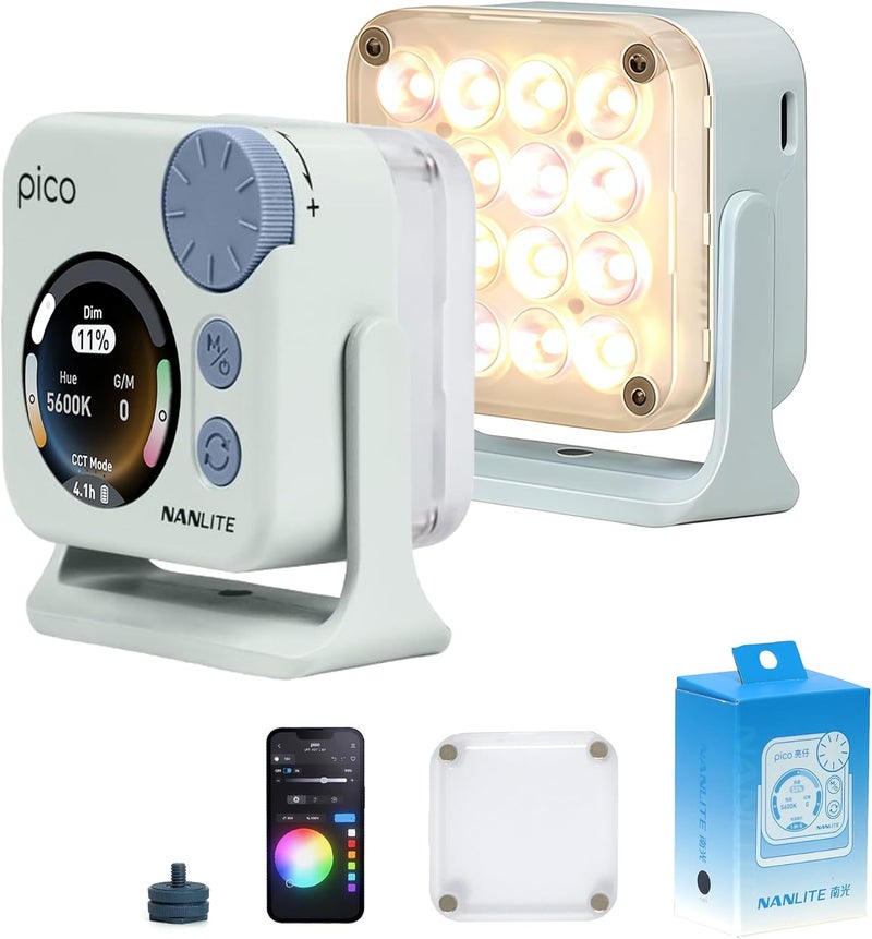 NANLITE Pico Portable LED Fill Light – Full Color RGB, Snap-On Attachment for Phone/Camera Photography, Live Streaming, Video Content Creation (Mint Blue) - Image 1